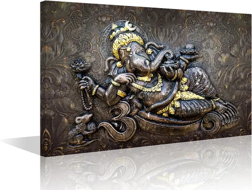 Miniatura 9 de TUMOVO Lord Ganesha - Decoración de pared Ganapati de Deidad india, cuadros impresos en lienzo, pósteres de pintura hinduismo cultural hindú