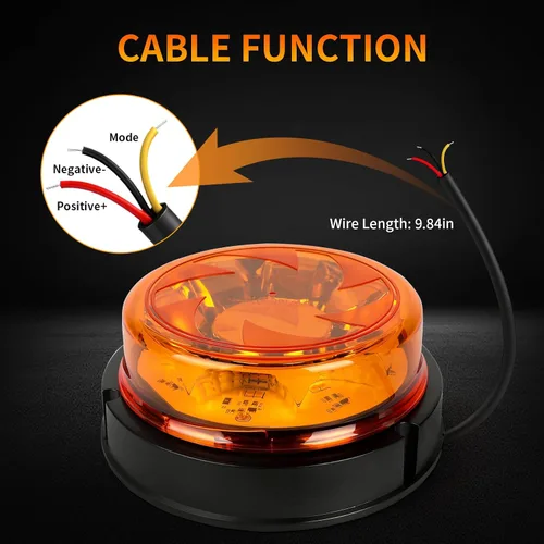 Miniatura 3 de 1 pieza de luces estroboscópicas para camiones con 25 cables internos, luz de baliza magnética naranja de 12v24v de 6 modos para coche, camión, UTV