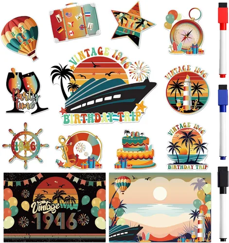 Miniatura 11 de 13 piezas de decoración de puerta de crucero de piña, imanes divertidos de piña tropical para crucero, reutilizables, divertidos letreros magnéticos