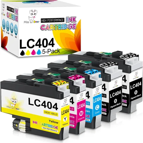 MS DEER LC404 - Cartuchos de tinta para impresora Brother, 5 unidades, repuesto compatible de alto rendimiento para Brother LC 404 XL LC404XL,