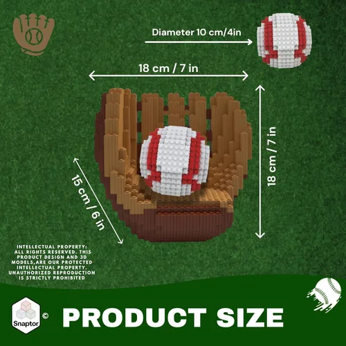 Miniatura 2 de Juego de bloques de construcción 3D de béisbol, pelota y guantes, juguete educativo, perfecto para edades de 14, 15, 16 años en adelante