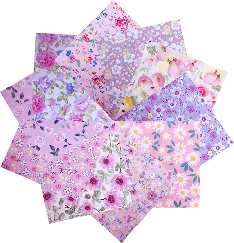 Miniatura 14 de HANPATQUI 50 unidades de 5 x 5 pulgadas, 100% algodón grueso de tela para coser y acolchar, paquetes de tela precortada cuadrada para manualidades