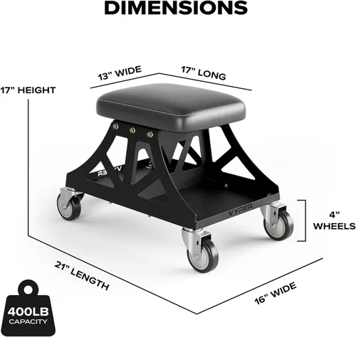 Miniatura 2 de Vyper Low Pro - Taburete de garaje con asiento extraíble para mecánicos, automoción, bricolaje, silla de taller con ruedas de capacidad de 400