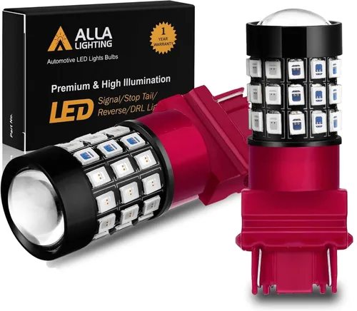 Miniatura 10 de Alla Lighting T25 3157 3156 Freno estroboscópico LED, bombillas de marcha atrás de respaldo, 6000K xenón blanco súper brillante 2835 39-SMD alta