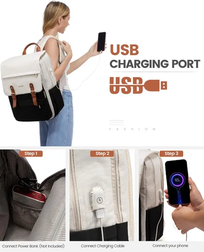 Miniatura 5 de LOVEVOOK Mochila para laptop para mujer, mochila de viaje vintage aprobada por aerolíneas de 15.6 pulgadas, mochila grande para computadora, mochila