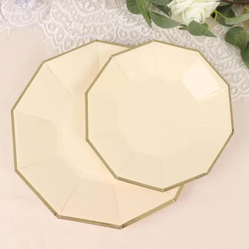 Miniatura 16 de Efavormart - Paquete de 25 platos de papel decagonal iridiscentes de 7.5 pulgadas, platos de postre geométricos resistentes de 300 GSM para Tipo 3