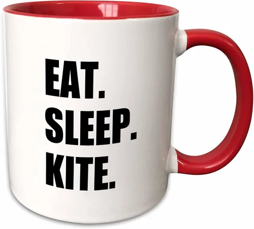 Miniatura 9 de 3dRose Eat Sleep Kite - Kitesurf kitesurf kitesurf surf 11oz Bicolor Negro Taza