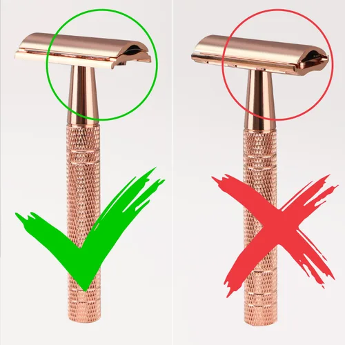 Miniatura 6 de Maquinilla de afeitar de seguridad de doble filo de oro rosa para mujer, maquinilla de afeitar de una sola hoja con 10 cuchillas recubiertas