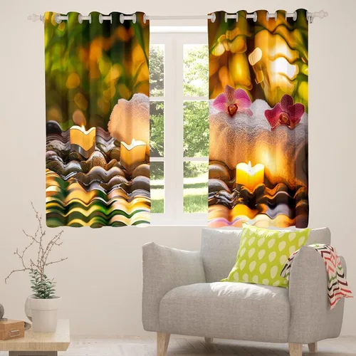 Miniatura 5 de Cortinas zen de spa, cortinas de ventana de naturaleza muerta para niños, niñas, adolescentes, velas aromáticas, cortinas de tratamiento