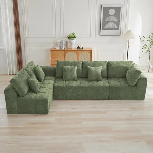 Miniatura 14 de Sofás modulares deshuesados de 140 pulgadas para sala de estar, sofá modular modular de nube comprimida, sofá moderno en forma de U de 9 plazas Gris