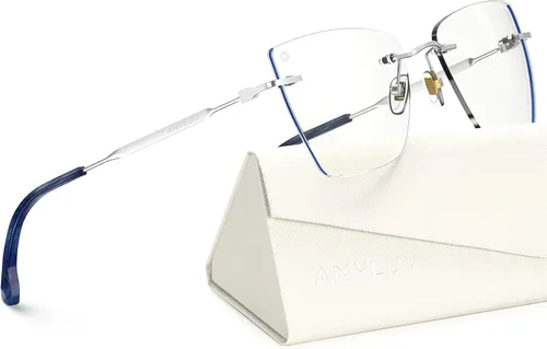 Miniatura 42 de ANYLUV Rimless Blue Light Glasses for Women/Men, Fashion Lightweight Blue Light Blocking Glasses with Stylish Metal Temples