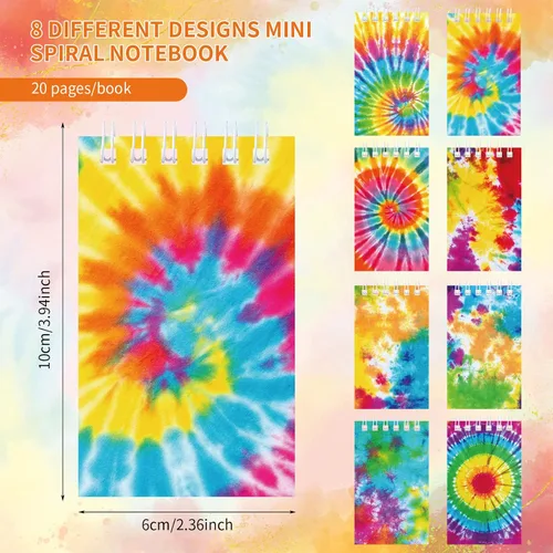 Miniatura 2 de Nezyo 24 cuadernos pequeños de teñido anudado, cuadernos de bolsillo pequeños en espiral, juego de divertidos cuadernos pequeños en blanco