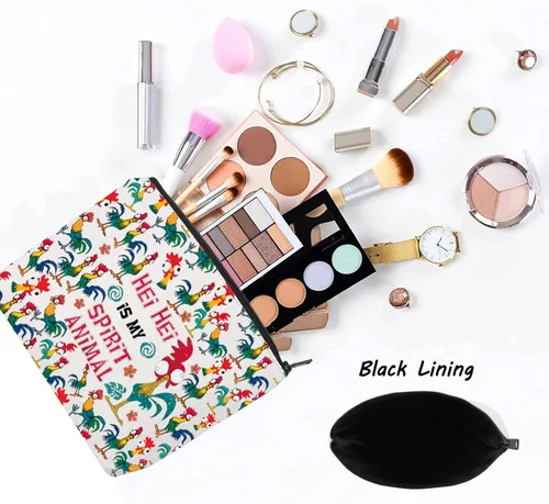 Miniatura 3 de LEVLO Bolsa de maquillaje cosmética de pollo Hei para amantes del pollo, regalo Hei Is My Spirit Animal Maquillaje con cremallera, Hei Hei Completo
