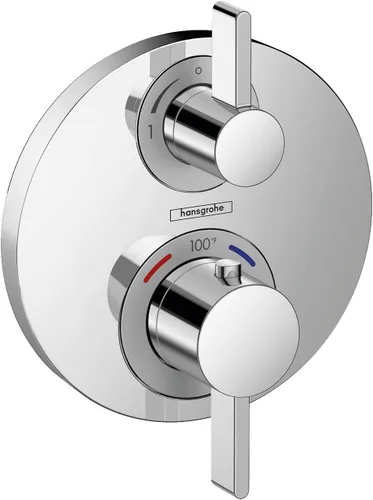 Miniatura 5 de hansgrohe Ecostat S 15757341 - Moderna válvula de ducha termostática con control de temperatura en cromo negro cepillado