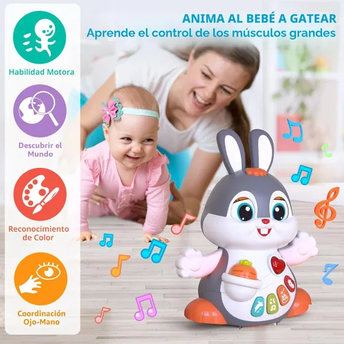 Miniatura 2 de Yerloa Juguete de conejo bailarín cantante para bebés de 6 a 12 meses, conejito musical para niños de 1 a 2 años, juguete para la hora boca abajo