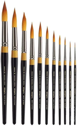 Miniatura 7 de KINGART Premium Original Gold 9020-16 Ultra Round Series - Cepillo para artista, pelo sintético Taklon dorado, mango corto, para acrílico, acuarela