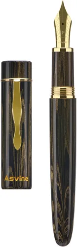 Miniatura 9 de Asvine C2000 Alemania Cumberland Ebonite Pluma Estilográfica #8 Punta Media, Gran Pluma Artesanal con Convertidor y Caja de Metal, Colección Set