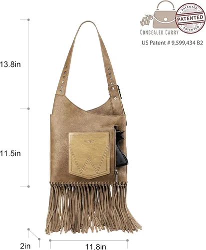 Miniatura 5 de Wrangler - Bolso de cuero con flecos para mujer, bolso hobo occidental, color turquesa, bolso de hombro