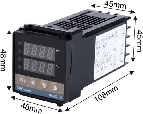 Miniatura 5 de REX-C100 Digital RKC PID Thermostat Temperature Controller Digital 240V REX-C100＋K Thermocouple Probe＋Heat Sink＋40A SSR(3pcs)