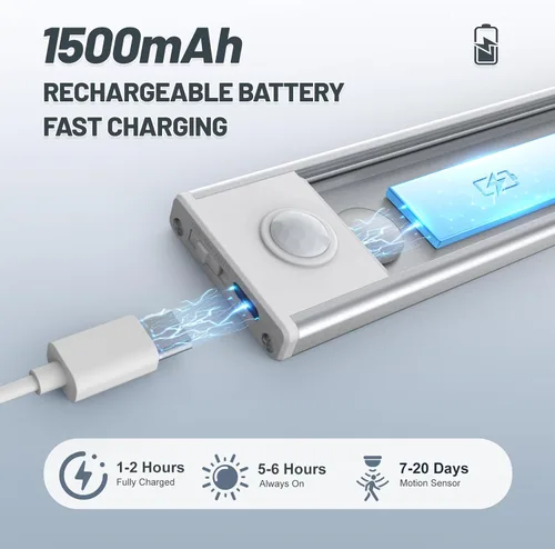 Miniatura 4 de Paquete de 6 luces inalámbricas para debajo del gabinete, 32 luces LED recargables con sensor de movimiento para interiores, luces magnéticas Luz