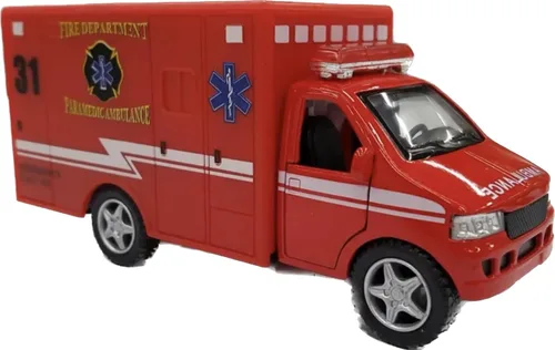 Miniatura 2 de KiNSMART Equipo de Rescate Ambulancia Cabina de Metal Fundido a Presión de 5" con Acción de Retroceso