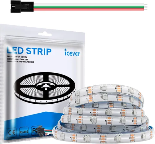 Miniatura 12 de Tira de luces LED WS2812B de 16.4 pies, 5 V, 150 LED RGB IC 5050SMD direccionables individuales – PCB blanco flexible IP30-30LEDs/m MagicRGB Dream