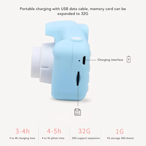 Miniatura 6 de Cámara para niños, cámara de video digital con pantalla de 2.0 pulgadas, carga USB, 400 mAh, portátil, juguete para niños y niñas, regalo