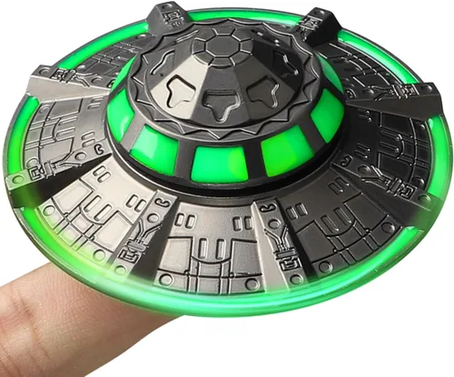 Juguete giratorio OVNI para niños y adultos, juguete de escritorio espacial luminoso de metal, accesorios EDC geniales, juguetes para aliviar la