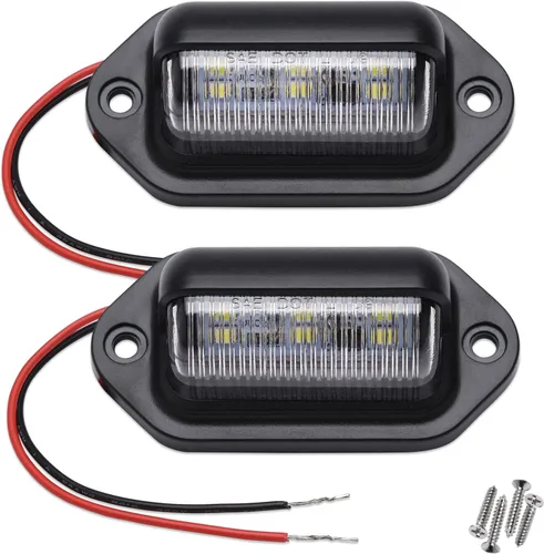 Miniatura 12 de 2 luces LED rojas para matrícula, 12 V-24 V CC impermeable 6-SMD, luz trasera universal para camión, SUV, remolque, furgoneta, RV, barcos o luz