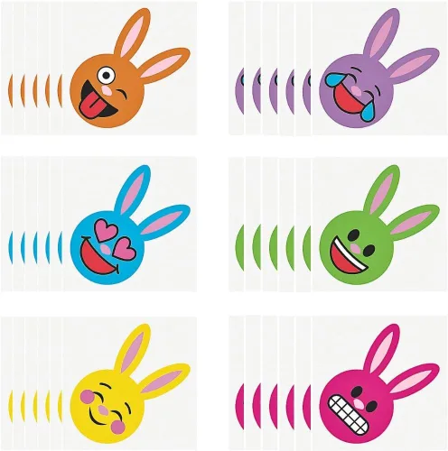 Fun Express Tatuajes temporales de emoji de Pascua para niños, juego de 72 a granel - Relleno de huevos de Pascua y juguetes de cesta