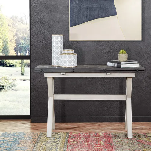 Miniatura 12 de OSP Home Furnishings Kristen - Escritorio extensible abatible para mesa de comedor, acabado carbón