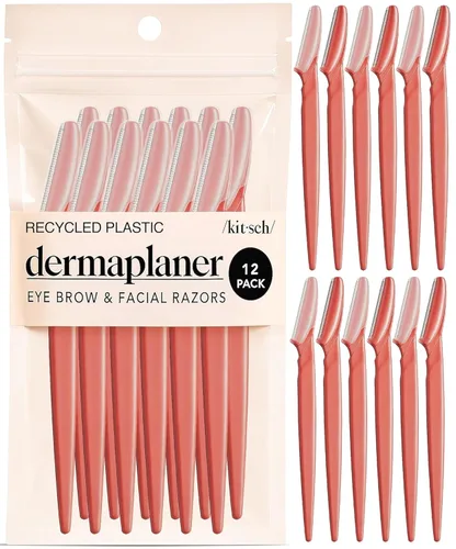 Miniatura 13 de Kitsch Dermaplane - Maquinilla de afeitar facial para mujeres y hombres, maquinillas de afeitar para cejas y afeitadora facial - Maquinilla de Negro