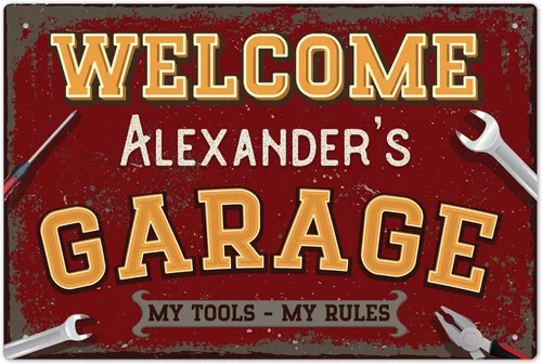 Miniatura 12 de Letreros de bienvenida personalizados, cueva de hombre vintage rústica personalizada, para interiores y exteriores, 10 x 14 pulgadas, aluminio 040