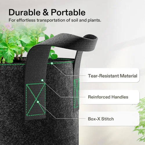 Miniatura 6 de VIVOSUN 1 bolsa de cultivo de 50 galones, maceta de tela con asas para cultivar verduras y plantas