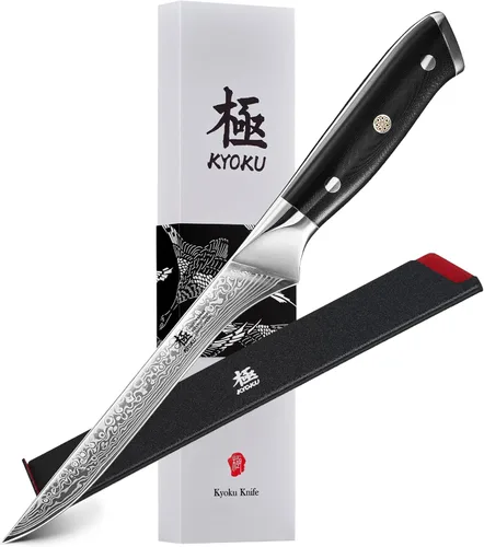 Miniatura 11 de Cuchillo de chef KYOKU - 8" - Cuchillo de cocina estilo japonés de la serie Shogun, hoja de Damasco martillada con núcleo de acero VG10 - con funda