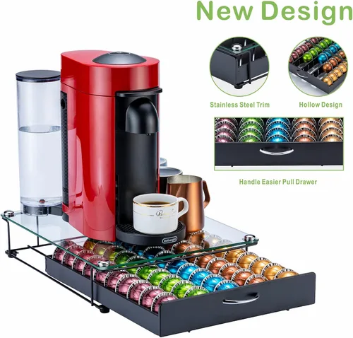 Miniatura 4 de Flagship Soporte para cápsulas Vertuo, organizador de cápsulas de café para almacenamiento de cápsulas Nespresso con tapa de vidrio