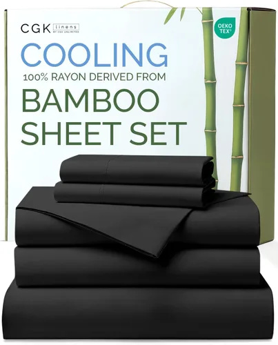 Miniatura 19 de Sábanas de bambú 100% rayón derivado de bambú, tamaño individual, sábanas refrescantes para individuales. Ropa de cama ultra suave, transpirable