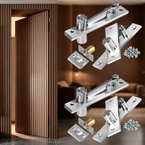 Miniatura 8 de Bisagras de pivote ocultas resistentes para puerta Murphy – 1 juego de montaje lateral de 300 libras, kit de herrajes de puerta secreta de acero