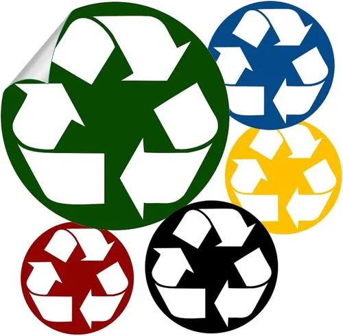 Etiquetas adhesivas de vinilo para papelera de reciclaje, diseño #1, calcomanías adhesivas de reciclaje (1 x 1 pulgada, negro)