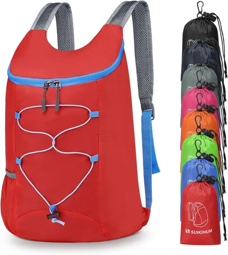 Miniatura 10 de Mochila plegable ligera para senderismo, 20 litros, para acampar, ciclismo, al aire libre, color negro