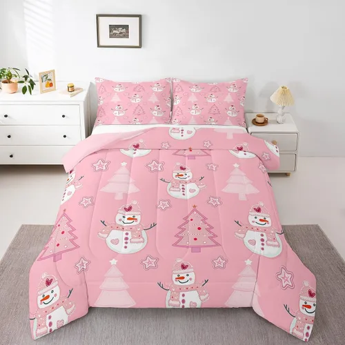 Miniatura 30 de Juego de edredón de Navidad de dibujos animados para niños, tamaño individual, juego de ropa de cama Kawaii de Papá Noel, pingüino, ciervo