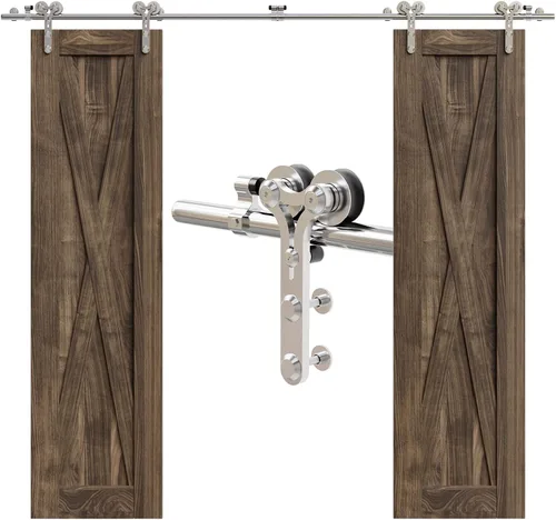 Miniatura 11 de CCJH Kit de herrajes para puertas correderas de acero inoxidable de 5.5 pies, kit de puerta de granero de madera resistente y suave, apto