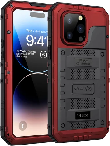 Miniatura 29 de Beasyjoy Funda impermeable para iPhone 14 Pro Max, funda de metal resistente con protector de pantalla integrado, protección de cuerpo completo