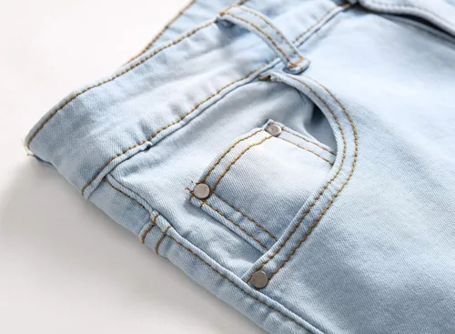 Miniatura 3 de Leward Pantalones de mezclilla elásticos y desgastados para hombre