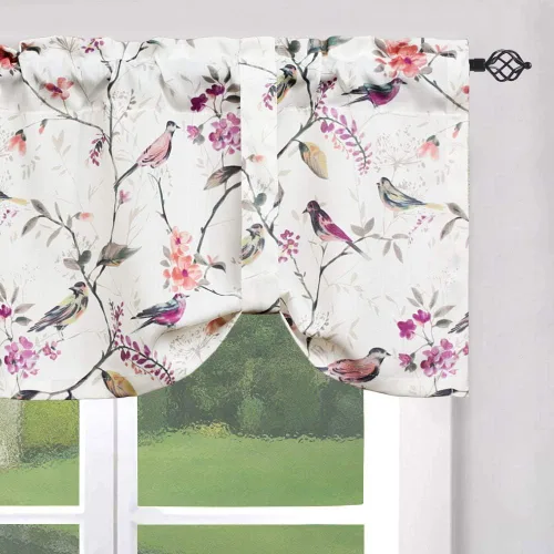 Miniatura 13 de Leeva - Cortinas pequeñas con estampado de pájaros, 24 pulgadas de largo, conjunto de paneles para ventanas, diseño de estampado de pájaros