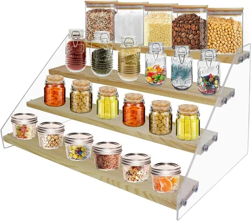 Miniatura 2 de VAEHOLD Organizador de estante de especias para gabinete y encimera - Organizador de condimentos Estante para especias - Estante elevador
