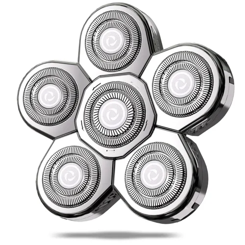 Cabezales de repuesto para afeitadora de cabeza magnéticas, 7 cuchillas de repuesto compatibles con Freebird Shaver y otras marcas (plateado6)