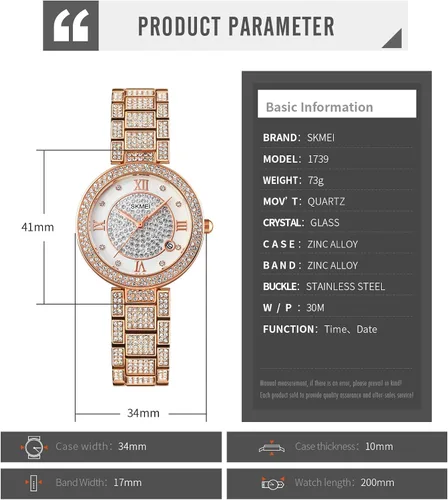 Miniatura 6 de SKMEI Reloj para mujer reloj de cuarzo analógico resistente al agua
