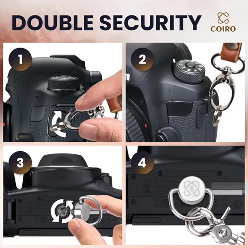 Miniatura 4 de C Coiro Camera Harness for 2 Cameras Dual Shoulder Leather Camera Strap for DSLR/SLR, Camera Straps for Photographers Canela