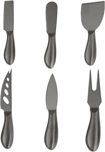 Miniatura 2 de Cuchillo de queso premium de 6 piezas, colección de cuchillos de queso de acero inoxidable con cortador de tenedor de queso y cortadores de queso